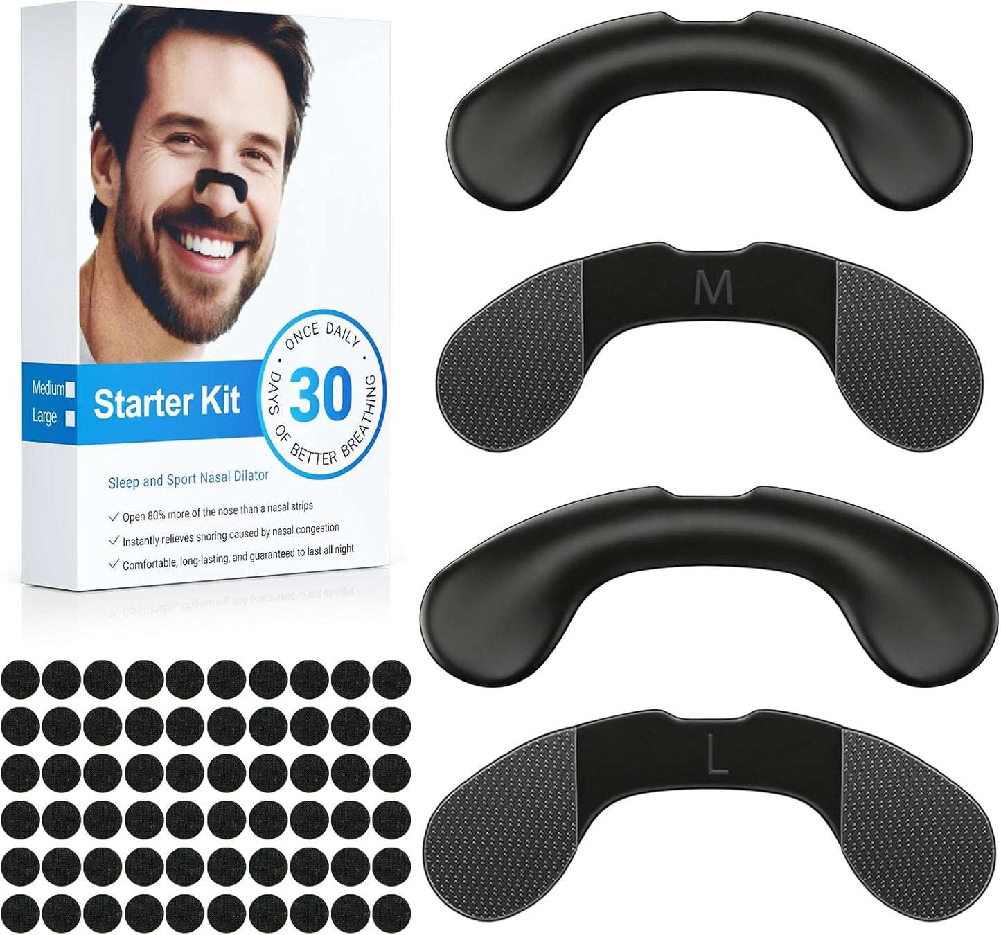Nasal Strips for Snoring, Extra Strength Nose Strips for Congestion Improve Breathing Sleeping Quality, Snoring Solution for Running, Anti Snore Devices for Men Women All Night Comfort, 30 Counts